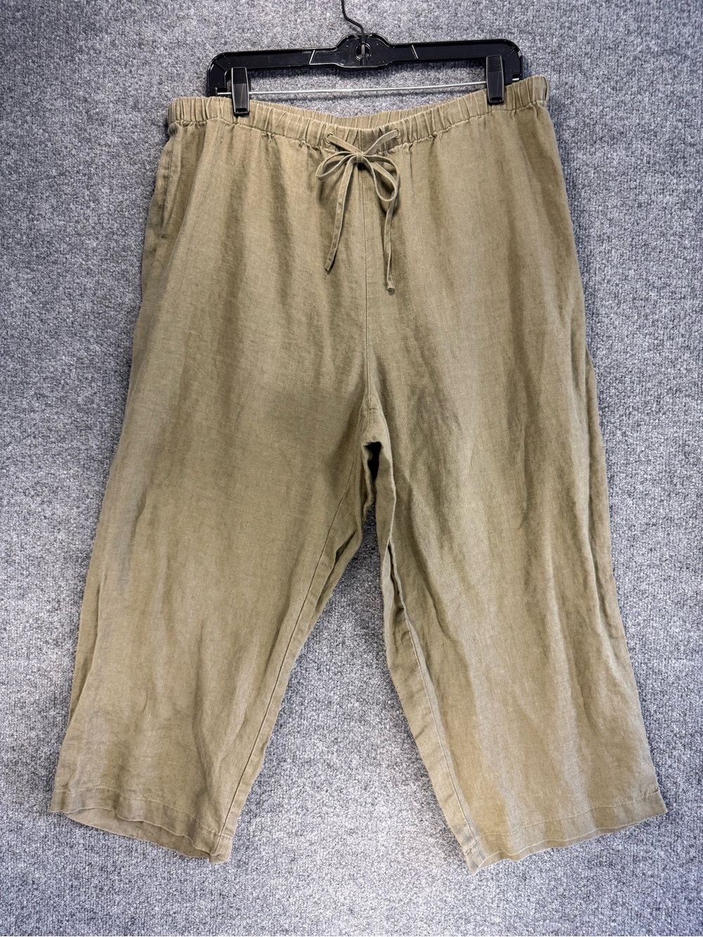 Jones New York Olive Wide-Leg Linen Blend Pants